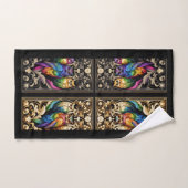 Art Deco Regenboog Uil Bad Handdoek (Handdoek)