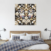 Art Deco Regenboog Uilen Canvas Print (Insitu (Slaapkamer))