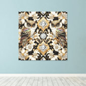Art Deco Regenboog Uilen Canvas Print (Insitu (Houten vloer))