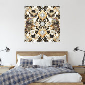 Art Deco Regenboog Uilen Canvas Print (Insitu (Slaapkamer))