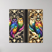 Art Deco Regenboog Uilen Canvas Print (Voorkant)