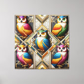Art Deco Regenboog Uilen Canvas Print (Voorkant)