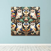 Art Deco Regenwoud Uilen Canvasprint Canvas Afdruk (Insitu (Houten vloer))