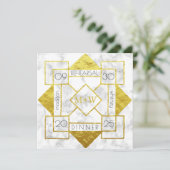 Art Deco Rehearsal Dinner Wedding Marble Gold Foil Kaart (Staand voorkant)