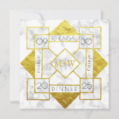 Art Deco Rehearsal Dinner Wedding Marble Gold Foil Kaart (Voorkant)