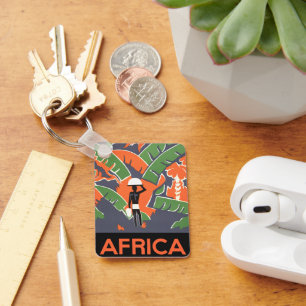 Art Deco-reis, inboorling in Afrikaanse jungle Sleutelhanger