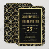 Art Deco-repetitie - binnenuitnodiging zwart & gou Kaart (Voorkant / Achterkant)