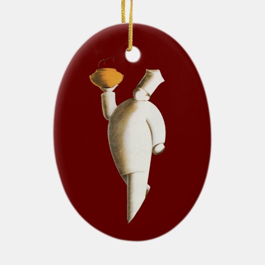 Art Deco Restaurant Chef,  zaken Keramisch Ornament (Achterkant)