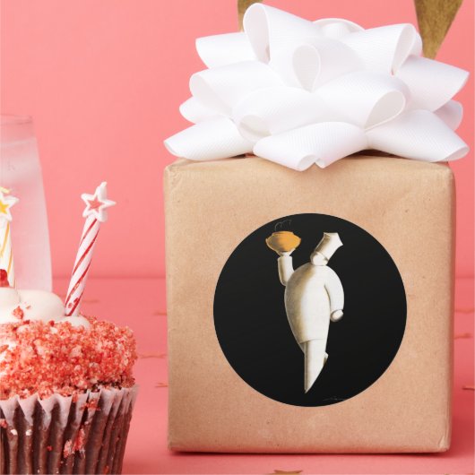 Art Deco Restaurant Chef,  zaken Ronde Sticker (Feest)