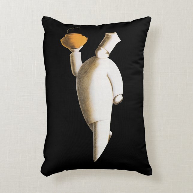 Art Deco-restaurantchef, vintage bedrijf Accent Kussen (Voorkant(Verticaal))