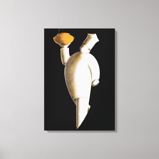 Art Deco restaurantchef, vintage bedrijf Canvas Afdruk (Voorkant)