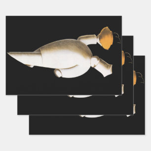 Art Deco restaurantchef, vintage bedrijf Inpakpapier Vel