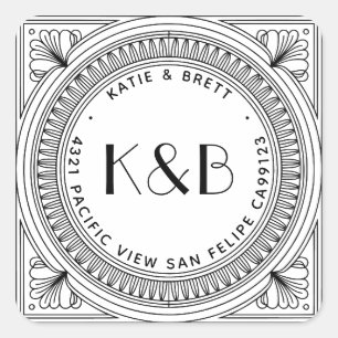 Art Deco Retouradreslabels - Op maat gemaakt Vierkante Sticker