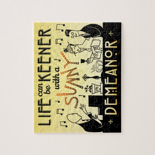 Art Deco Retro 20s Inspirerend Sunny Demeanor Legpuzzel (Verticaal)