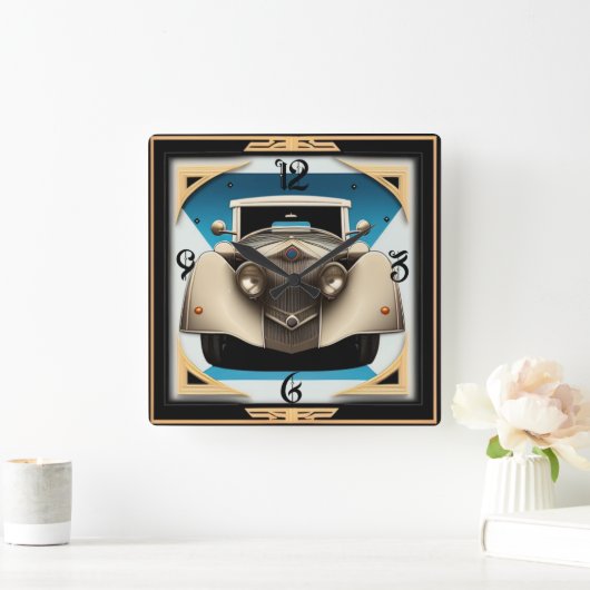 Art Deco retro auto Vierkante Klok (Huis)