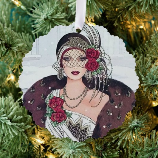 Art Deco retro  bericht toevoegen dame Ornament Kaart (Insitu (Drie))