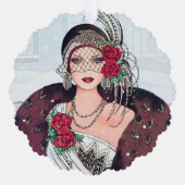 Art Deco retro  bericht toevoegen dame Ornament Kaart (Voorkant)