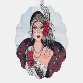 Art Deco retro  bericht toevoegen dame Ornament Kaart (Links)