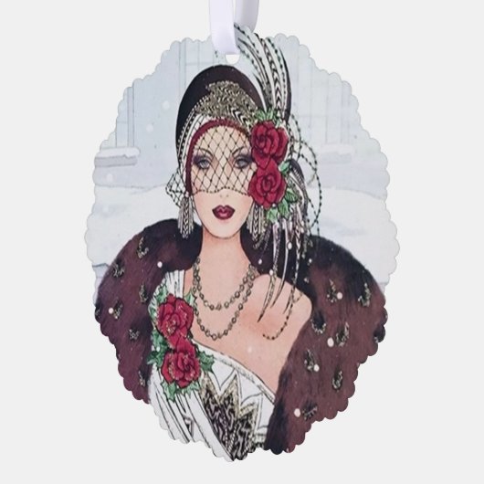 Art Deco retro  bericht toevoegen dame Ornament Kaart (Links)