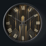 Art Deco Retro  Classic jaren 20 Zwart Goud<br><div class="desc">Transformeer uw ruimte met tijdloze elegantie - onze Art Deco geïnspireerde zwarte en gouden wandklok legt moeiteloos de glamour van de jaren twintig vast. Omarm de verfijning van geometrisch ontwerp en maak een statement met elke voorbijgaande minuut. Dit is nog eens 100% Snuggle Hamster Design.</div>