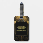 Art Deco Retro  Classic jaren 20 Zwart & Goud Bagagelabel (Achterkant verticaal)