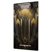 Art Deco Retro  Classic jaren 20 Zwart & Goud Klembord (Links)