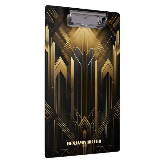 Art Deco Retro  Classic jaren 20 Zwart & Goud Klembord (Rechts)