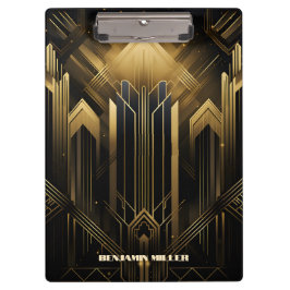 Art Deco Retro  Classic jaren 20 Zwart & Goud Klembord