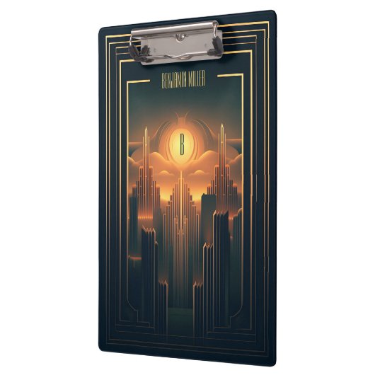 Art Deco Retro  Classic jaren 20 Zwart & Goud Klembord (Links)