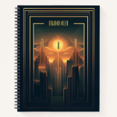 Art Deco Retro  Classic jaren 20 Zwart & Goud Notitieboek (Voorkant)