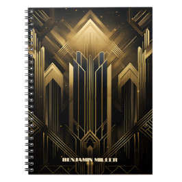 Art Deco Retro  Classic jaren 20 Zwart & Goud Notitieboek