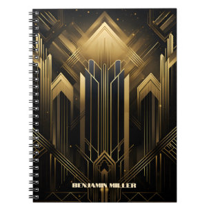 Art Deco Retro  Classic jaren 20 Zwart & Goud Notitieboek