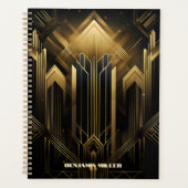 Art Deco Retro  Classic jaren 20 Zwart & Goud Planner (Voorkant)