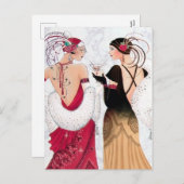 Art deco retro  dames feestdagenkaart (Voorkant / Achterkant)