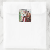 Art deco retro  dames Kerst sticker (Tas)