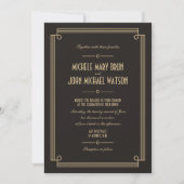 Art Deco Retro Dark Wedding Invitation Knot Kaart (Voorkant)