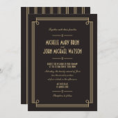 Art Deco Retro Dark Wedding Invitation Knot Kaart (Voorkant / Achterkant)