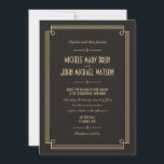 Art Deco Retro Dark Wedding Invitation Knot Kaart<br><div class="desc">Elegant Art Deco Lijst Dark Wedding Invitation design,  volledig aanpasbaar en ingesteld als een sjabloon voor uw eenvoudige aanpassing.</div>