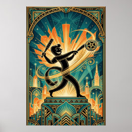 Art Deco Retro Film Strip Cartoon Character Poster