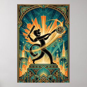 Art Deco Retro Filmstrook Cartoon Personage Poster