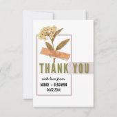 Art Deco Retro Floral Elegant Custom Wedding Bedankkaart (Voorkant)