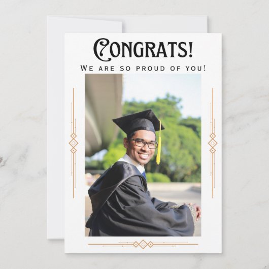 Art Deco Retro Foto Afstudeerfeest aankondiging (Achterkant)