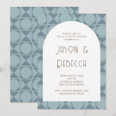 Art Deco Retro Geometrische Blauwe Koppels Douche Kaart (Voorkant / Achterkant)