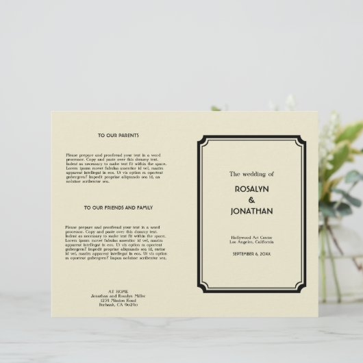 Art deco retro Hollywood glam bruiloft (Staand voorkant)