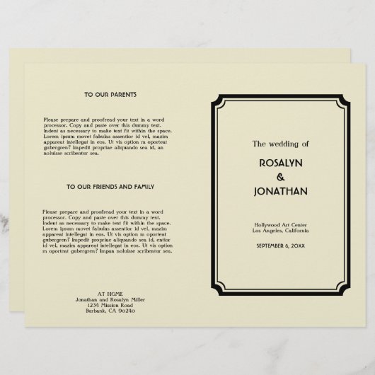 Art deco retro Hollywood glam bruiloft (Voorkant / Achterkant)