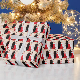 Art Deco retro  koppel bericht Kerstmis Cadeaupapier