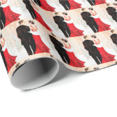 Art Deco retro  koppel bericht Kerstmis Cadeaupapier (Rol Hoek)