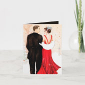 Art Deco retro  koppel bericht Kerstmis Feestdagen Kaart (Voorkant)