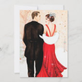 Art Deco retro koppel bericht Kerstmis Feestdagenkaart (Voorkant)