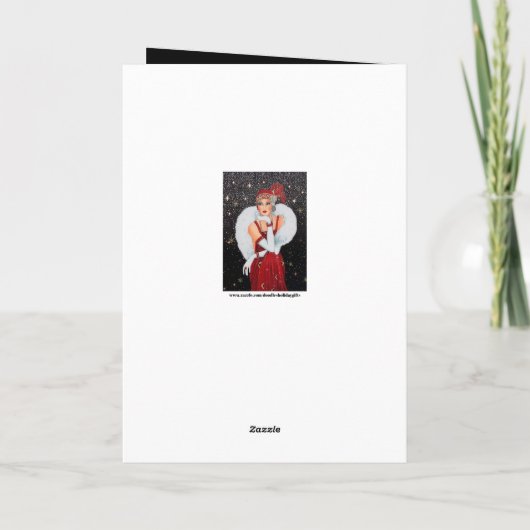 Art deco retro  lady add message feestdagen kaart (Achterkant)